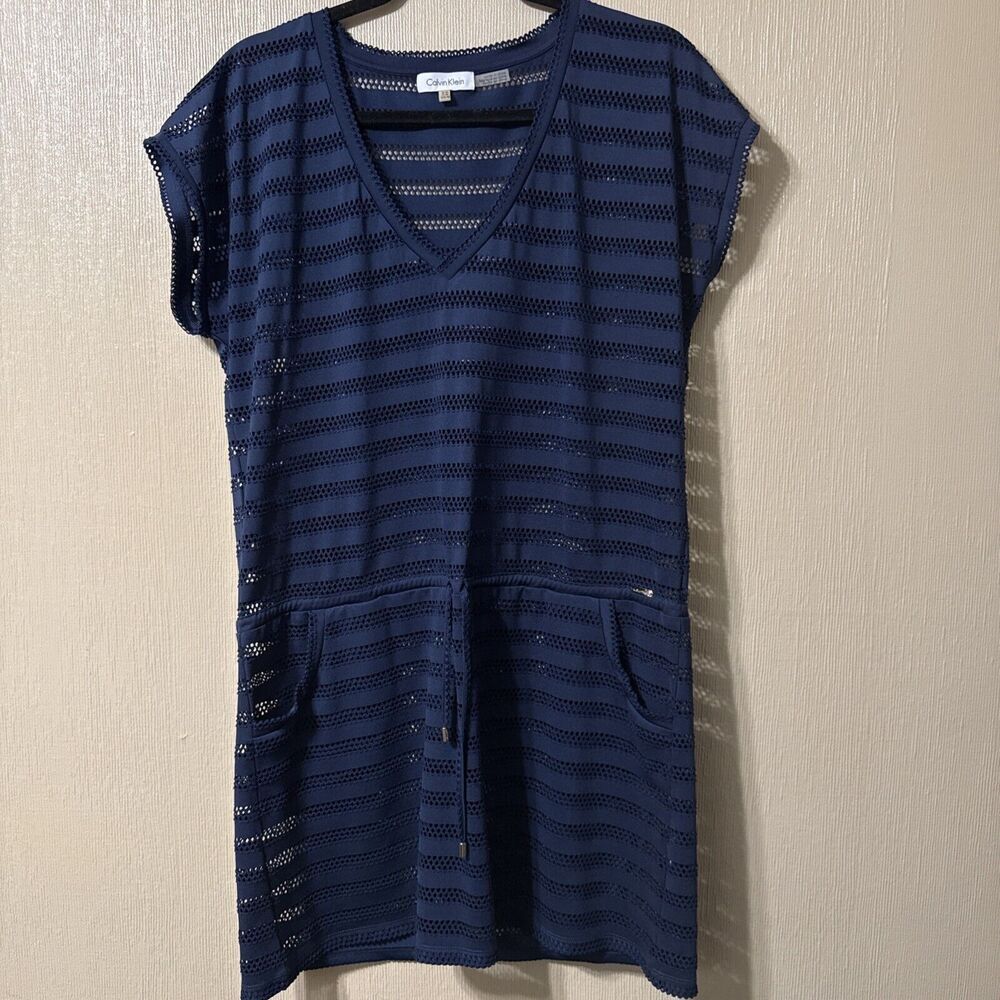 Calvin Klein Women’s Sz Small Mesh bathing suit Dress Cover Up  Blue